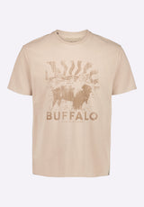 Tison Men's Graphic T-Shirt with Buffalo Print, Tuffet Beige - BM24645