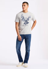 Teagle Men's Graphic T-Shirt with Eagle Print, Heather Grey - BM24647