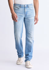 Buffalo David Bitton Straight Six Men's Crinkled and Sanded Jeans, Light blue - BM26000