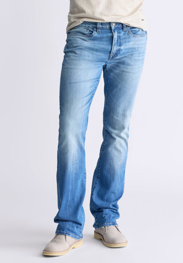 Buffalo David Bitton Slim Bootcut King Men's Jeans, Veined and Sanded Indigo - BM26004 Color INDIGO