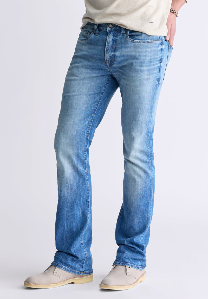 Buffalo David Bitton Slim Bootcut King Men's Jeans, Veined and Sanded Indigo - BM26004 Color INDIGO