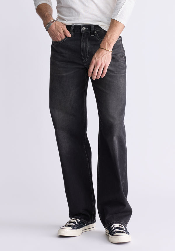 Buffalo David Bitton Loose Fit Matt Men's Jeans, Vintage Sanded Black - BM26007 Color BLACK