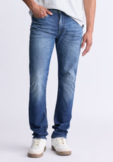 Buffalo David Bitton Slim Ash Men's Crinkled and Worn Jeans, Indigo - BM26008