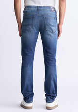 Buffalo David Bitton Slim Ash Men's Crinkled and Worn Jeans, Indigo - BM26008