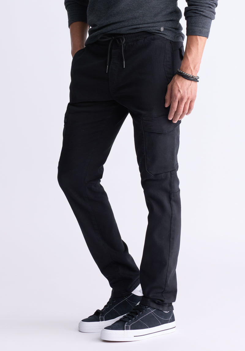 Buffalo David Bitton Slim Tapered Jim Men's Freedom Flex Drawstring Pants, Black - BM26010