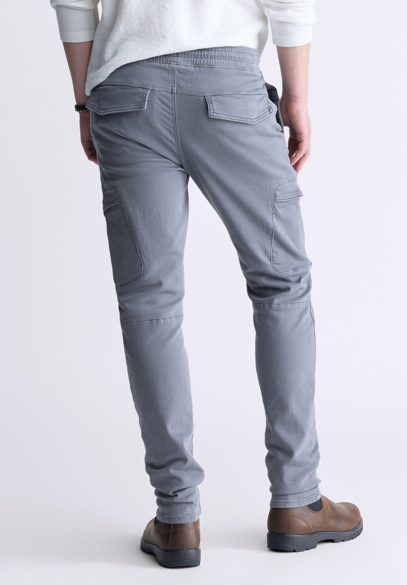 Buffalo David Bitton Slim Tapered Jim Men's Freedom Flex Drawstring Pants, Graphite - BM26010