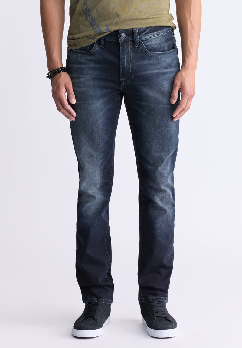 Buffalo David Bitton Slim Ash Men's Jeans, Crinkled and Sanded Dark Indigo - BM26012 Color INDIGO