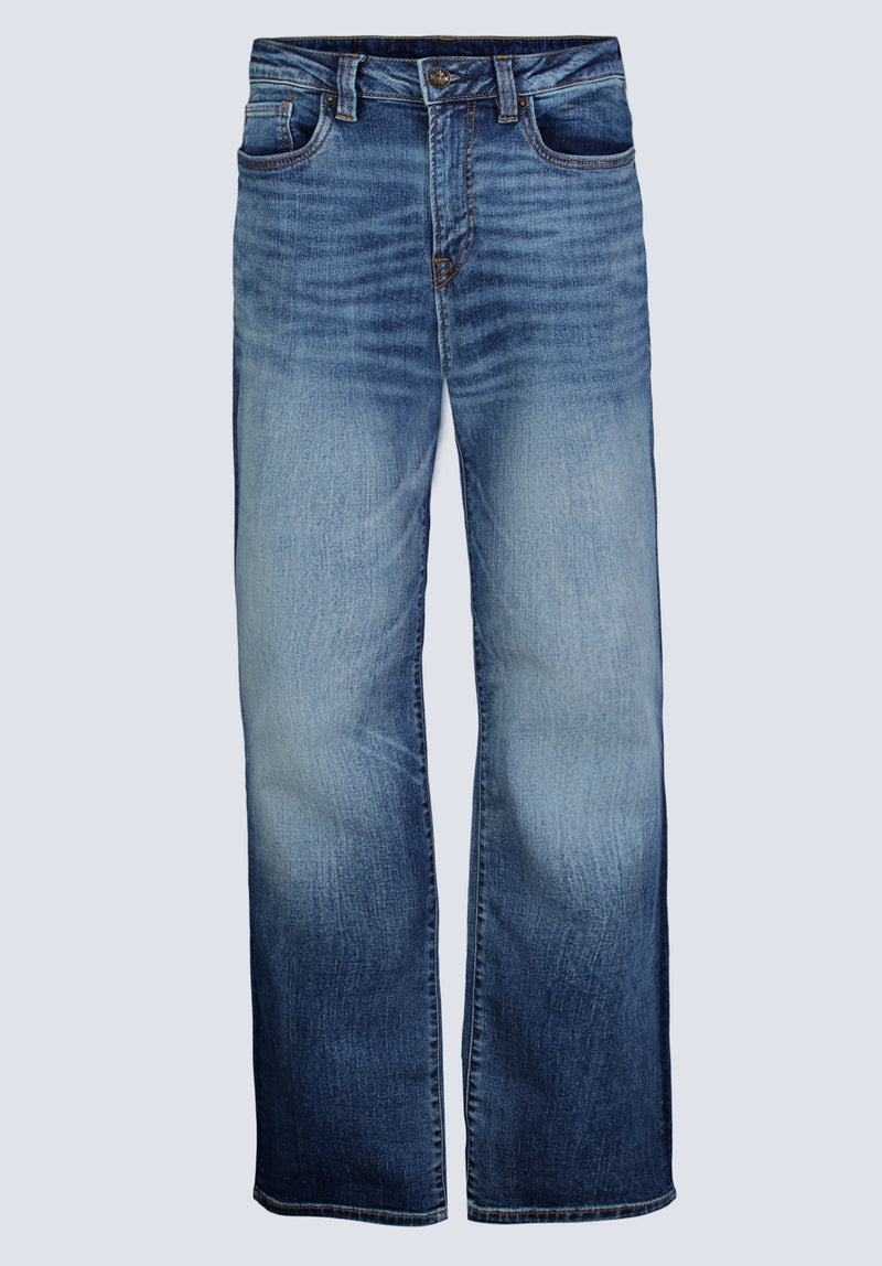 Slim Ash Men's Jeans, Contrast Whiskered Indigo - BM26024