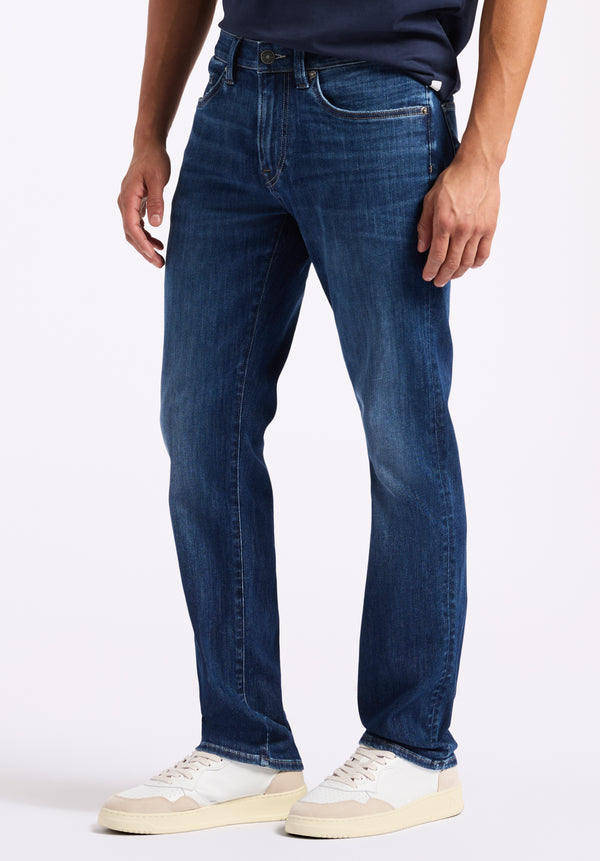 Slim Ash Men's Jeans, Whiskered and Contrasted Indigo - BM26073