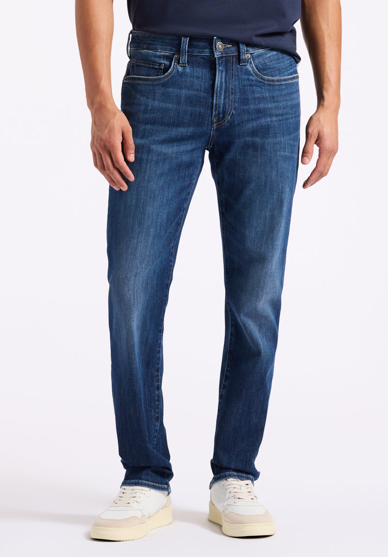 Slim Ash Men's Jeans, Whiskered and Contrasted Indigo - BM26073