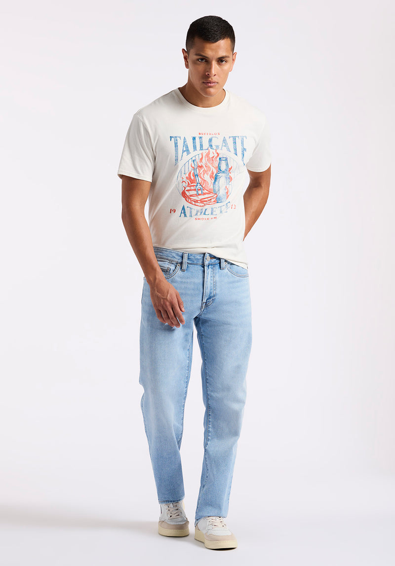 Relaxed Straight Driven Men's Jeans, Light Blue - BM26082