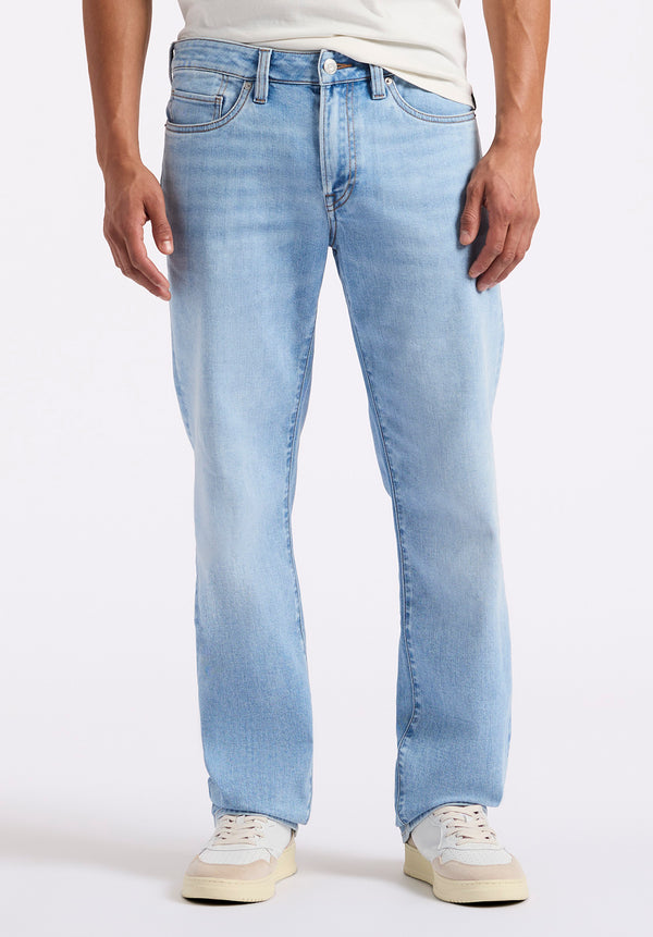 Relaxed Straight Driven Men's Jeans, Light Blue - BM26082