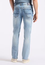 Slim Bootcut King Men's Jeans, Sanded and Whiskered Blue - BM26086