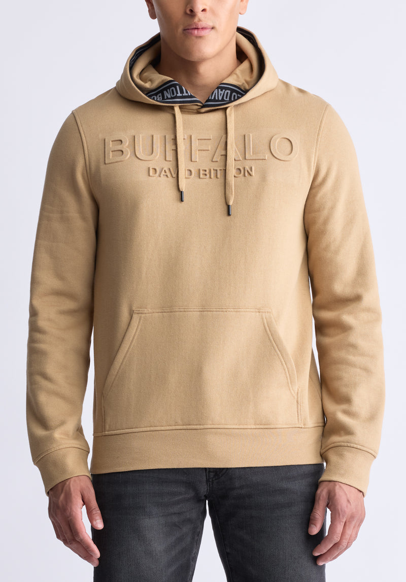 Fadol Men's Embossed Logo Hooded Sweatshirt, camel - BPM13610V