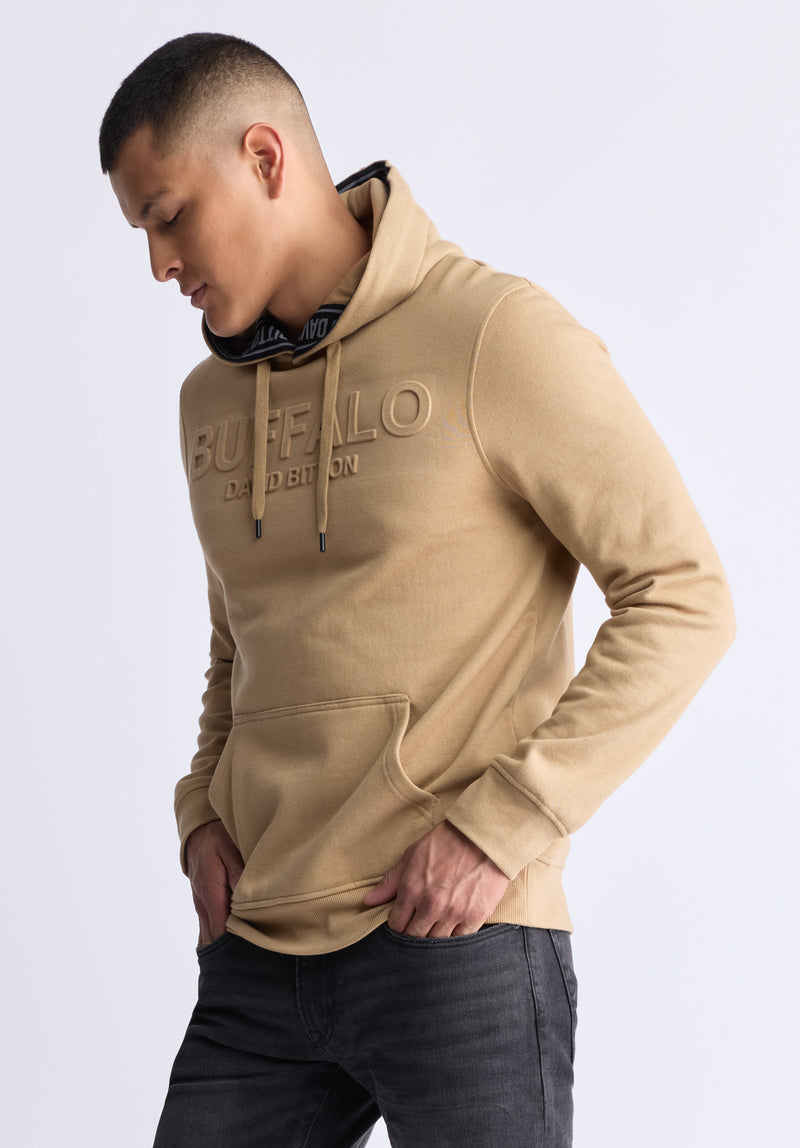 Fadol Men's Embossed Logo Hooded Sweatshirt, camel - BPM13610V