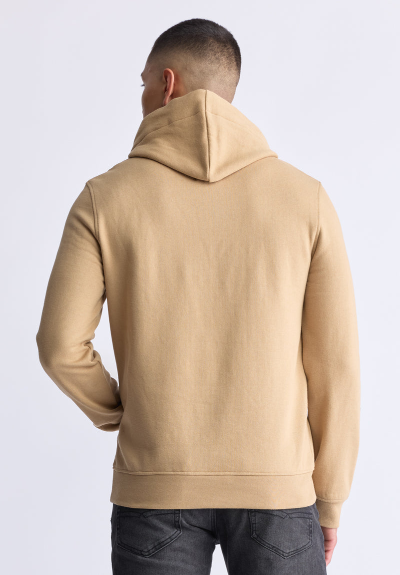 Fadol Men's Embossed Logo Hooded Sweatshirt, camel - BPM13610V