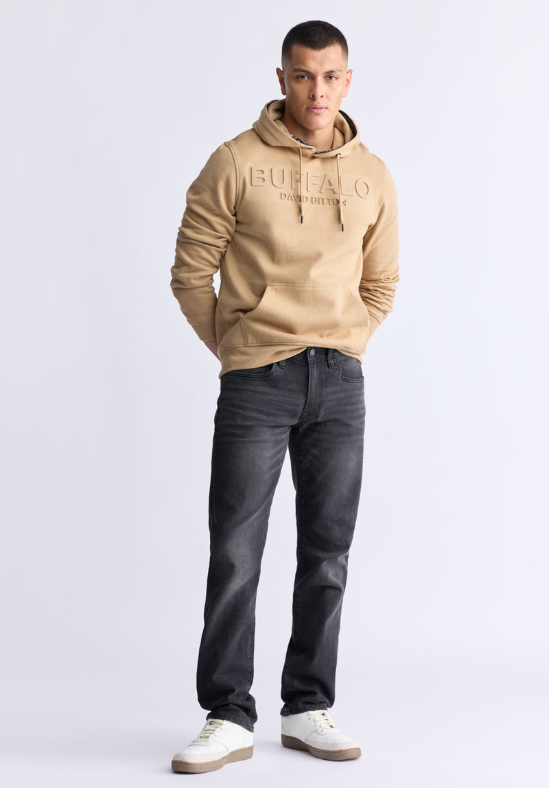 Fadol Men's Embossed Logo Hooded Sweatshirt, camel - BPM13610V