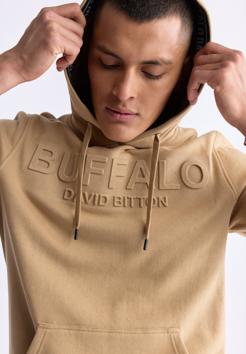 Fadol Men's Embossed Logo Hooded Sweatshirt, camel - BPM13610V