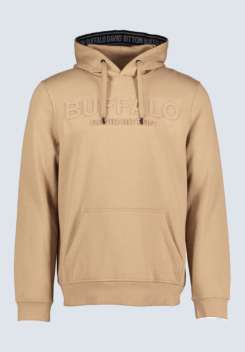 Fadol Men's Embossed Logo Hooded Sweatshirt, camel - BPM13610V