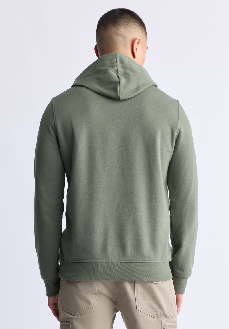 Fadol Men's Embossed Logo Hooded Sweatshirt, Army green - BPM13610V