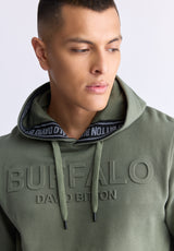 Fadol Men's Embossed Logo Hooded Sweatshirt, Army green - BPM13610V