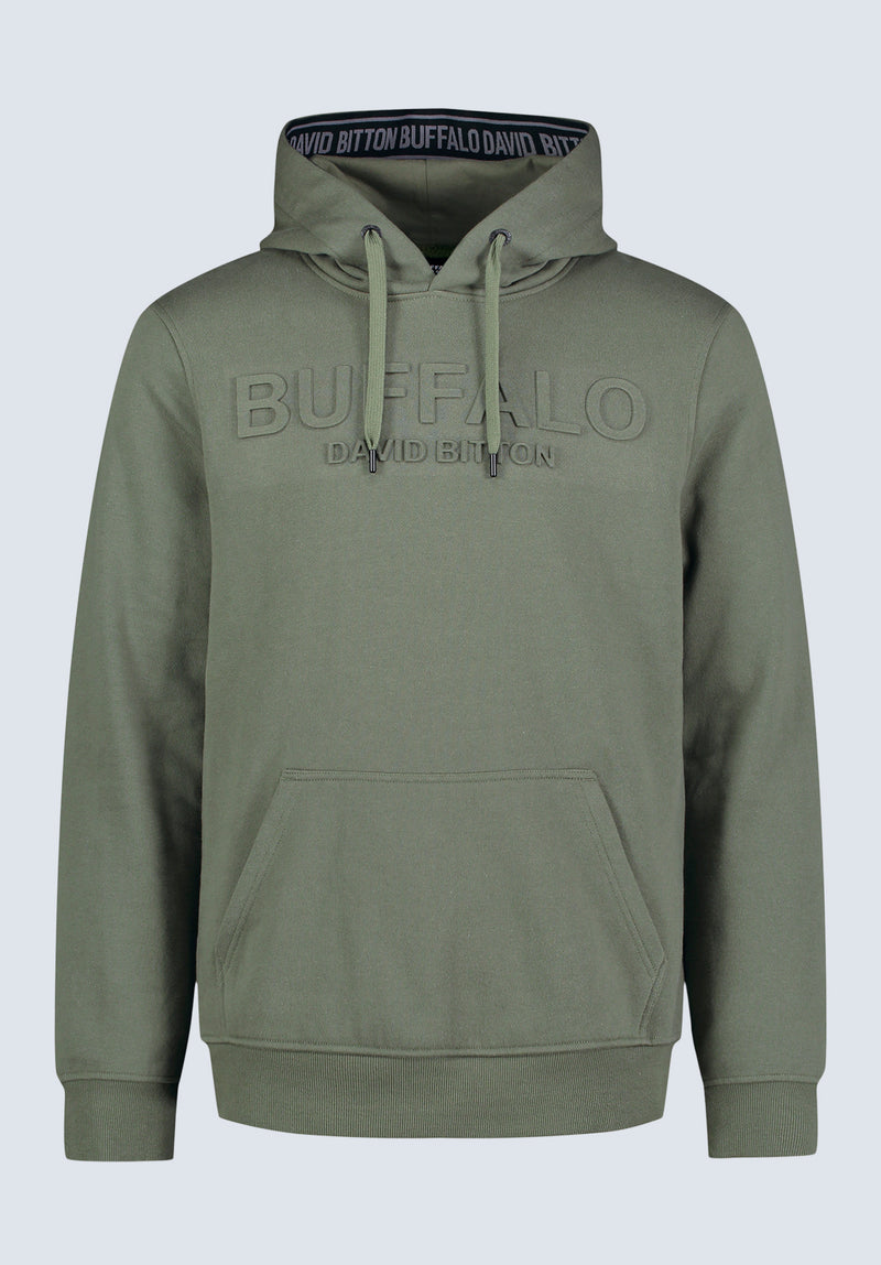 Fadol Men's Embossed Logo Hooded Sweatshirt, Army green - BPM13610V