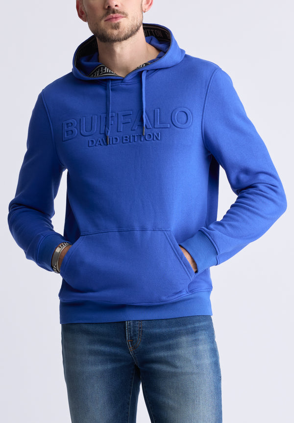 Fadol Men's Embossed Logo Hooded Sweatshirt, blue - BPM13610V