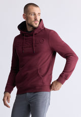 Fadol Men's Embossed Logo Hooded Sweatshirt, Dark red - BPM13610V