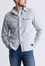 Fabion Men's Lightweight Button-Up Shacket, Light Heather Grey - BPM14114