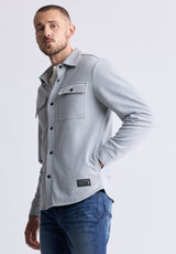 Veste-chemise gris pâle chiné Fabion pour hommes - BPM14114