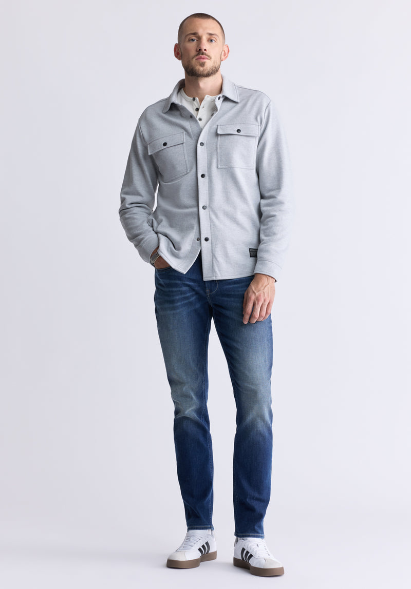 Veste-chemise gris pâle chiné Fabion pour hommes - BPM14114