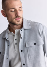 Veste-chemise gris pâle chiné Fabion pour hommes - BPM14114