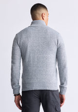 Watcher Men's Cable Knit Henley Sweater, Grey - BPM14163