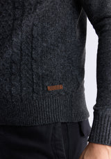 Watcher Men's Cable Knit Henley Sweater, Dark Grey - BPM14163