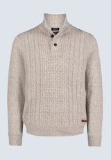 Watcher Men's Cable Knit Henley Sweater, Beige - BPM14163