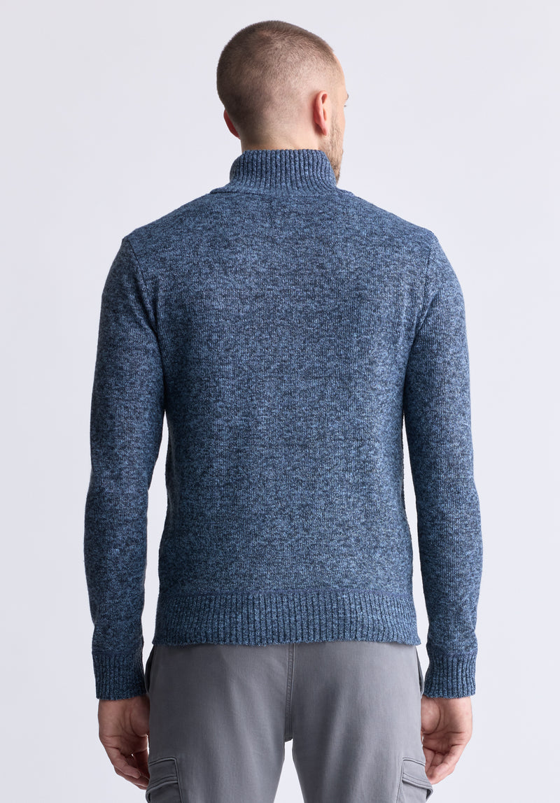 Watcher Men's Cable Knit Henley Sweater, Navy - BPM14163