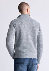 Watchman Men’s Contrasting High Neck Zip-up Sweater, Grey - BPM14168