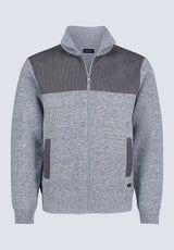 Watchman Men’s Contrasting High Neck Zip-up Sweater, Grey - BPM14168