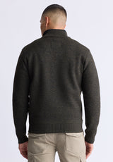 Werneck Men's Quarter-Zip Ribbed Knit Sweater, Army green - BPM14177