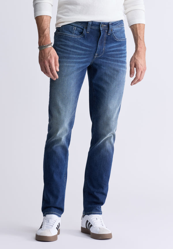 Jeans Jambe Droite Effilée pour Hommes Bleu Classique Evan-X - BPM12633EL