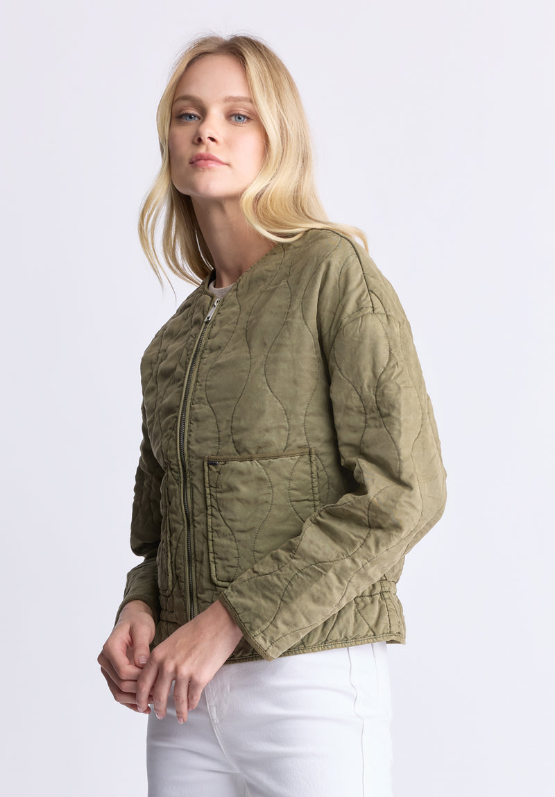 Buffalo David Bitton Annalee Women's Quilted Cropped Jacket, Olive green - JK0025H