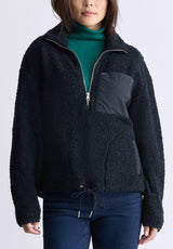 Buffalo David Bitton Sena Women's Sherpa Jacket with Chest Pocket, Black - JK0036F Color BLACK