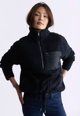 Buffalo David Bitton Sena Women's Sherpa Jacket with Chest Pocket, Black - JK0036F Color BLACK