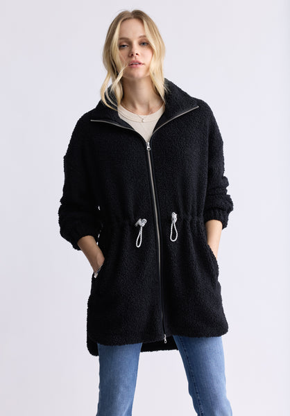 Buffalo David Bitton Citra Women's Cinch-Waist Full-Zip Sherpa Coat, Black - JK0038F Color BLACK