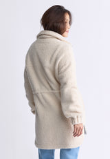 Buffalo David Bitton Citra Women's Cinch-Waist Full-Zip Sherpa Coat, Oatmeal - JK0038F Color OAT