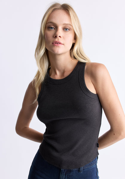 Buffalo David Bitton Regine Women's Ribbed Tank Top, Carbon black - KT0119H