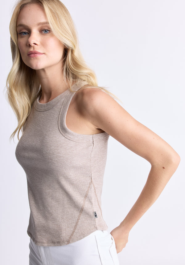 Buffalo David Bitton Regine Women's Ribbed Tank Top, Flax beige - KT0119H