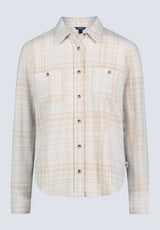 Georgie Women's Long-Sleeved Plaid Shirt, Biscotti Beige - KT0124F