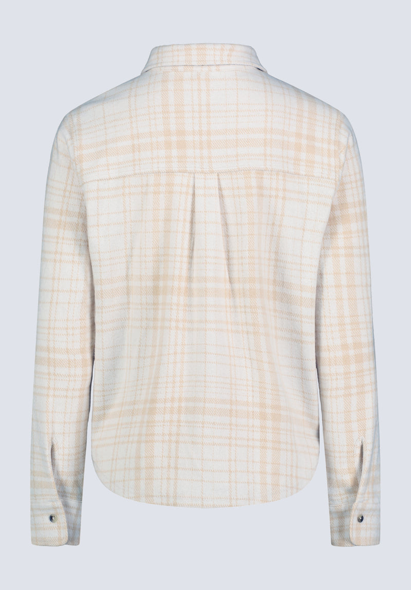 Georgie Women's Long-Sleeved Plaid Shirt, Biscotti Beige - KT0124F