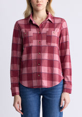 Buffalo David Bitton Georgie Women's Long-Sleeved Plaid Shirt, Beaujolais Red - KT0124F Color BEAUJOLAIS